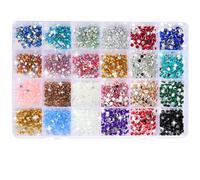 Nail Gems for Nail Art 24 Colours 3-4mm Flat Back Resin Crystal AB Jelly Rhinestones Hotfix Kit Stick On Diamante Gems for Crafting for Crafts Clothes Face Shoes Bags Tumblers Decoration