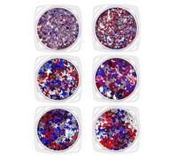 Nail Glitter,6 Boxes Patriotic Independence Day Star Sequins - Holographic Red Blue Silver Sequins,for Women Decoration Valentine's Day 4th of July Festival Holiday Memorial Party Daily