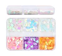 Nail Glitter Sequins,6 Grids Valentine's Day Heart Glitter Decals | Confetti Manicure Art Japanese Acrylic Crafts Decals for Wedding Festival Valentine's Day