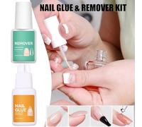 Nail Glue Remover - 10ml+10ml Quick Dry Professional Kit | False Nail Adhesive Repair Set | Press On Manicure Solution | Long Lasting Bond Care | Travel Home Salon Use | For Women Girls Beginner Daily