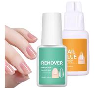 Nail Glue Remover Repair Kit 10 ml Quick Drying Strong Adhesion Gel Glue with Remover, for Broken Press-On Nails, Home Salon Travel Manicure Beginners Durability