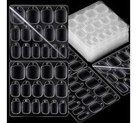 Nail Glue Tabs Set, 600 Pieces in 15 Sizes, Double-Sided, Transparent, 96 mm x 67 mm Adhesive Strips for Fingernails, Manicure