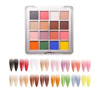 Nail Gradient Powder, 16 Color Solid Magic Mirror Chrome Nail Powder Nail Glitter Dust Nail Pigment Powder for Gel Polish Nail Art Decoration (Mix-B)