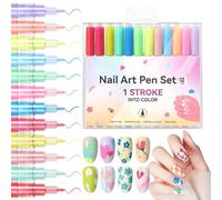 Nail Graffiti Pen,Vibrant Colors Quickly Drying Fine Tip Pen for Nail Graffiti Painting | Precision Painting 12x Polish Sticks Liquid Waterproof for Women