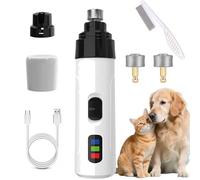 Nail Grinder, Pet Nails Grinder for Dogs Claws, Super Quiet Rechargeable Electric Nail Trimmer Painless Paws Grooming Smoothing Tool for Dog Cats Thick Toenails (Nail Grinder(2pcs*Grinding Head))