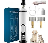 Nail Grinder, Rechargeable USB Charging Pet Nail Trimmer, Silent Groom Pro Dog Nails with LED Light & 3 Speed, with Replacement Grinding Heads for Dog & Cat (Standard 2 Heads)