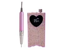 Nail Grinding Machine Heart Shape Electric Nail Drill Machine, Professional Portable Rechargeable Nail Drill for Acrylic Gel Nail for DIY Home or Salon Mani-Pedis,with Rhinestone-A