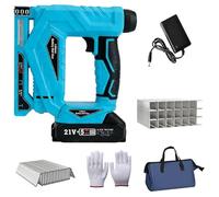 Nail Gun Cordless with Battery, 2in1 Adjustable Nail Guns for Wood Cordless with Storage Bag,1000 Straight Nails, 1000 Staples, Charger, Gloves, Battery Nail Gun for Carpentry, Upholstery, Woodworking