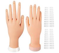 Nail Hand Practice, 1 Pair Nail Practice Hand with 200Pcs Sticker, Silicone Mannequin, Flexible Bendable for Acrylic Nails Manicure Hands Art Training