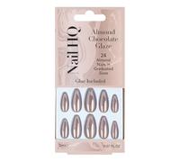 Nail HQ Press On Nails - Almond Chocolate Glaze Chrome Nails, 24 Durable Glossy Finish False Nails for Salon-Quality Manicure at Home