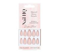 Nail HQ Press On Nails - Almond Glossy French Nails, 24 Durable Glossy Finish False Nails for Salon-Quality Manicure at Home