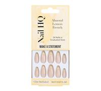 Nail HQ Press On Nails - Almond Lemon French Nails, 24 Durable Glossy Finish False Nails for Salon-Quality Manicure at Home