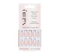 Nail HQ Press On Nails - Almond Pink French Glaze Chrome Nails, 24 Durable Glossy Finish False Nails for Salon-Quality Manicure at Home