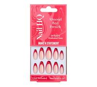 Nail HQ Press On Nails - Almond Red French Nails, 24 Durable Glossy Finish False Nails for Salon-Quality Manicure at Home