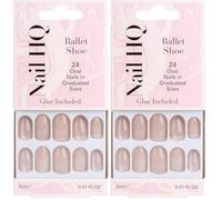 Nail HQ Press On Nails - Oval Ballet Shoe Cat Eye Nails, 24 Durable Glossy Finish False Nails for Salon-Quality Manicure at Home (Pack of 2)