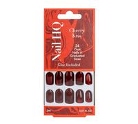Nail HQ Press On Nails - Oval Cherry Kiss Cat Eye Nails, 24 Durable Glossy Finish False Nails for Salon-Quality Manicure at Home