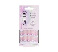Nail HQ Press On Nails - Square Sorbet Swirl Nails, 24 Durable Glossy Finish False Nails for Salon-Quality Manicure at Home
