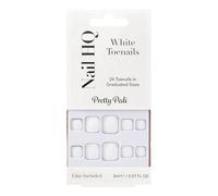 Nail HQ White Press-On Toenails - 24pcs Short Square False Toenails with Glue - Strong, Long-Lasting, Vegan & Cruelty-Free