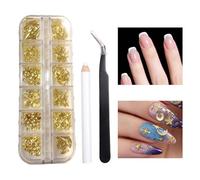 Nail Jewels - Gold Glitter Gems, Multi Shape DIY Manicure Decoration Gear | Sparkling Nail Designs Decorations For Women Girls French Tip Acrylic Birthday Christmas Wedding Dating Stage Party Holiday