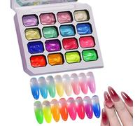 Nail Kit- 16-Color Gradient Manicure Gel Set, 32ml Polishing Kit, Patting Method Art | For Beginners Women Girls Home Salon Party Wedding Vacation Daily Performance