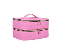 Nail Kit Carrying Bag for Manicure Tools 2/3Layer Nail Polish & Essential Oil Storage Bag Multi-Function Cosmetic Women's Travel Organizer Shoulder Tool Nail Tech Travel Case(Pink)