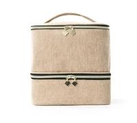 Nail Kit Carrying Bag for Manicure Tools 30Grids New Nail Polish Storage Bag Essential Oil Case Portable Cosmetic Large Handbag Organizer with Handle for Travel Tools Nail Tech Travel Case(Khaki)