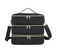 Nail Kit Carrying Bag for Manicure Tools 80Bottles Nail Polish Storage Bag Portable Cosmetic Large Shoulder Organizer for Travel Salon 3 Layer Essential Oil Nail Tech Travel Case(Black)