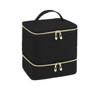 Nail Kit Carrying Bag for Manicure Tools Large-Capacity Cosmetic Bag Double-Layer Quilted Portable Women's Nail Polish Storage Nail Tech Travel Case(Black)