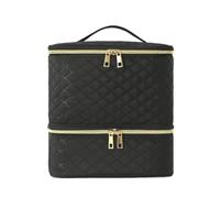 Nail Kit Carrying Bag for Manicure Tools Nail Polish Storage Bag Essential Oil Portable Cosmetic Care Kit Tool Box Double Layer 30 Compartment Nail Tech Travel Case(BlackG)