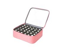 Nail Kit Carrying Bag for Manicure Tools Nail Polish Storage Bag Essential Oil Portable Cosmetic Care Kit Tool Box Double Layer 30 Compartment Nail Tech Travel Case(Pink)