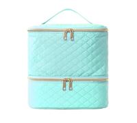 Nail Kit Carrying Bag for Manicure Tools Portable Nail Polish Storage Bag Essential Oil Cosmetic Care Kit Tool Box Double Layer 30 Compartment Nail Tech Travel Case(Green)