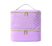 Nail Kit Carrying Bag for Manicure Tools Portable Nail Polish Storage Bag Essential Oil Cosmetic Care Kit Tool Box Double Layer 30 Compartment Nail Tech Travel Case(Purple)