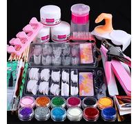 Nail Kit Set Professional Acrylic with Everything, 12 Glitter Acrylic Powder Kit Nail Art Tips Nail Art Decoration, DIY Nail Art Tool Nail Supplies Acrylic Nail Kit for Beginners