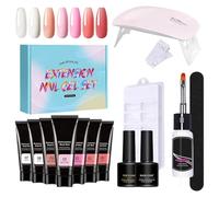 Nail Kit Set with Everything - Extension Gel Set Nail Kit with UV Light - 7 Colors Toenail Art Nude Thickening Solution for Toe & Girls