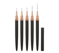 Nail Liner Brush Set for Precise Nail Art, 5-Piece Painting Tool with Tips for Fine Lines, Dot Pattern, Detail Work, Sizes 4/8/12/20/25 mm, Black Pens, Ideal for Professional (Black, 18 cm)