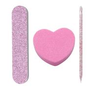 Nail Manicure Kit - Heart Buffer, Crystal Dot Stick | Nail Files and Buffers, Polishing Tools and Shaping Tools, Sandpaper Files, Perfect for Women and Girls, Compact & Portable