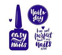Nail Manicure Lettering Quote Inspirational Fine Carving Stickers 67.2x71cm Easy Installation DarkBlue