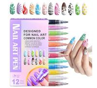 Nail Marker, 12 Colours, Quick-Drying Acrylic Construction for Drawing, Nail Pen - for Children, as Christmas Stocking Filler, as well as for Beginners, Teenagers, Women, Evening Manicure and