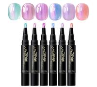 Nail Marker Pen - 6 Colours Glitter Gel Pen, Quick Drying Nail Design Tools, Suitable for Beginners, Girls, Women, Home, Parties, Travel, Photo Shoots, Weddings and Daily Use