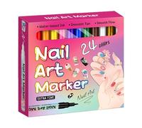 Nail Marker Pen, Manicure Tool 24 Colors Dot Liner with Quick Dry Ink Salon Accessory Art Pen with Waterproof Design Beauty Supplies for Travel