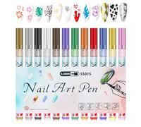 Nail Marker Pens - 12 Pieces 0.5mm Portable Nail Tools | Paint Pens for Manicure Dotting and Ligning | for Decorating, Tracing, Drawing and Manicure
