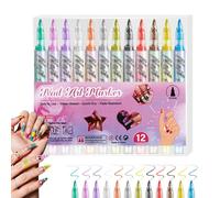 Nail Marker Set | Quick-Drying Long Lasting Portable Nails Tools 12 Pieces | Dotting Marker Drawing Painting Pen | Manicure Decorating Lining Tracing Drawing Home