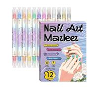 Nail Markers - 12 Colors Double Ended Art Pens, Fingernail Dotting Tools, Precision Painting Kit, Creative Manicure Accessory, Beauty Supply Category, Twelve Piece Set For Women Girls Wife Girlfriend