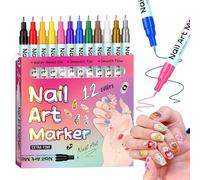 Nail Markers - 12 Colors Fine Tip Painting Tools | Nail Marker, Quick Drying Nail Polish Pens For DIY Lady Mother Men Young Beginners Manic