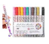 Nail Markers - 12 Colours Fine Tip Quick Drying Painting Pens, Water-soluble Markers for Nails, for Beauty & Personal Care, Home Salon, Acrylic Painting and Dotting