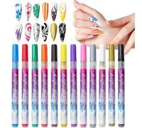 Nail Markers | 12 Pieces Craft Materials for Children Adults Women | Nail Art Decoration Pens - for Beginners Home Salon Art Works