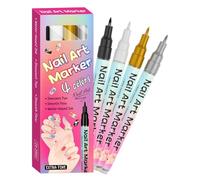 Nail Markers - 4 Pcs Long Lasting Colorful Extra Fine Tip Nail Tool, Dotting Marker Drawing Brush Pen | Manicure Decoration, Lining, Tracing, Drawing and Home Use