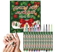 Nail Markers, Fine Tip Christmas Theme Liner, Polish Pens, Creative Tools with Precision Brush Smooth Ink Flow, Decoration for Girls Adults Women Fingernail Canvas Craft Salon Home Holiday