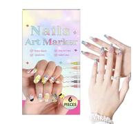 Nail Markers - Quick Dry Design Marker Kit, 2.71x0.55x5.31 Inches 6 Color with Fine Tip Nail Polish Pens for Kids, Women, Girls, and Adults, Perfect for Salon, Home DIY, Gel Manicure, Nails Art Drawin