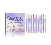 Nail Markers - Quick-Drying 12-Piece Professional Gel Pen Set, Long-Lasting Nail Polish Pens Set | For Beginners Women Girls Home Salon Drawing Dotting Birthday Christmas Gift Graffiti